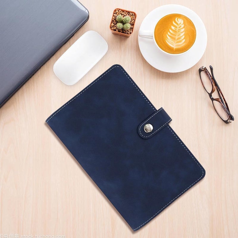 CALFOVERA A6 PU Leather Binder Cover Refillable Soft Cover Travel Journal Notebook Protector Folder 6 Ring Planner Cover Loose Leaf Binder with Divider Pocket for Meeting Filler Paper Cash (Dark Blue) - Image 5